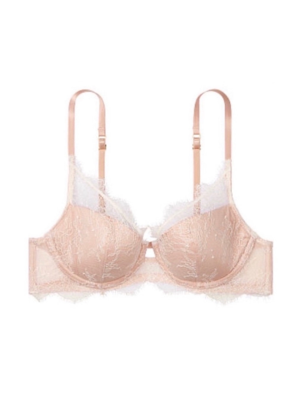 Victoria’s Secret VS Dream Angels Nude Chantilly Eyelash Lace Lined Plunge Bra